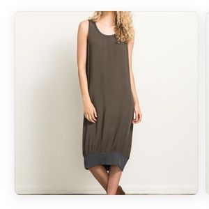 Hem & Thread Midi Sleeveless Olive Green Dress